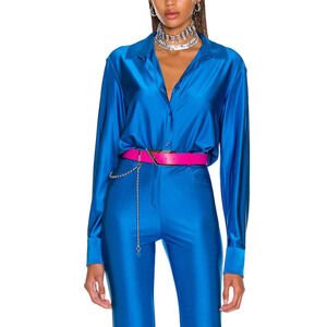 Alexandre Vauthier Blue Satin Shirt Size 36